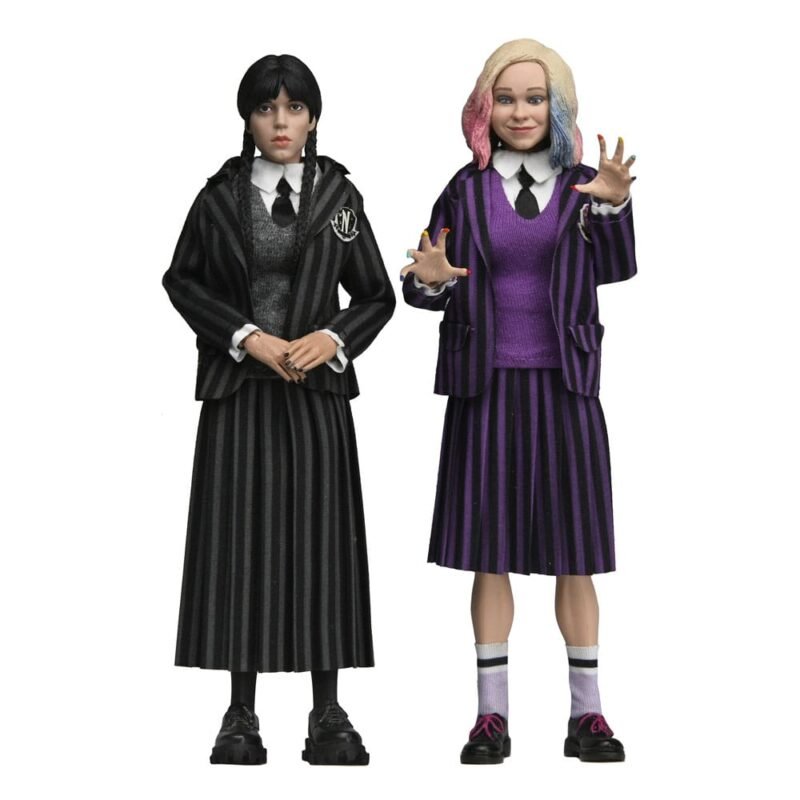 Pack de Figuras Wednesday Addams Nevermore Uniform y Enid en Wednesday por NECA