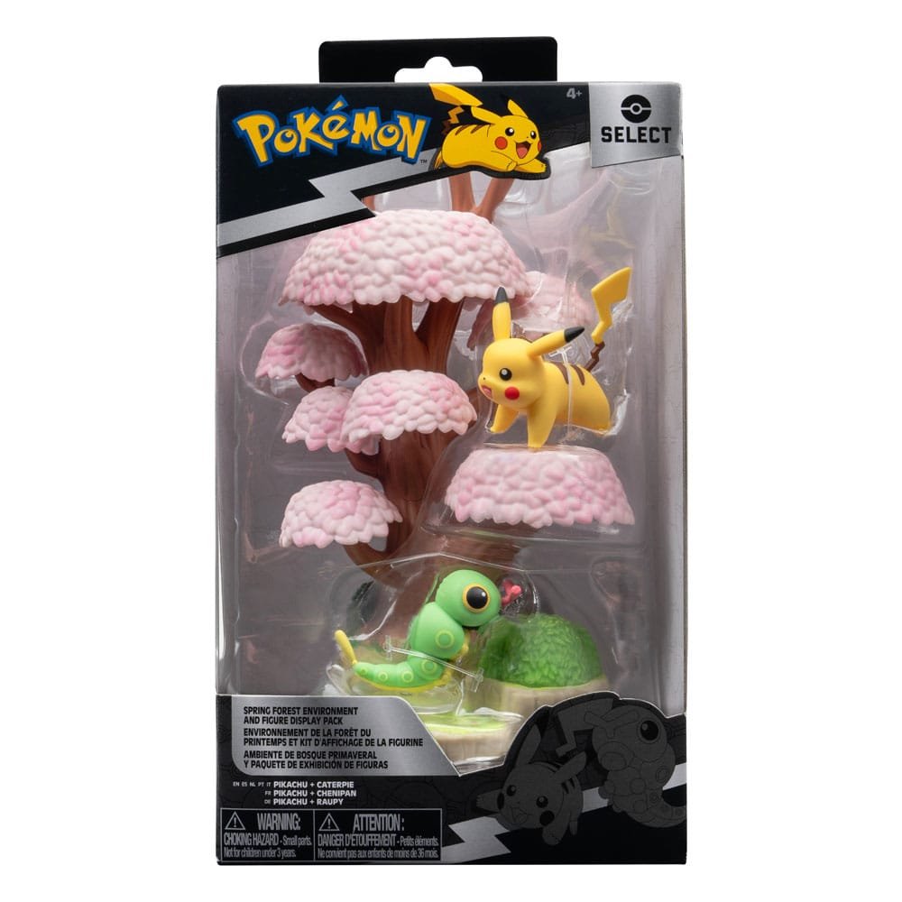 Figuras Environment Set de Bosque de primavera con Caterpie y Pikachu en Pokémon por Jazwares - Imagen 2