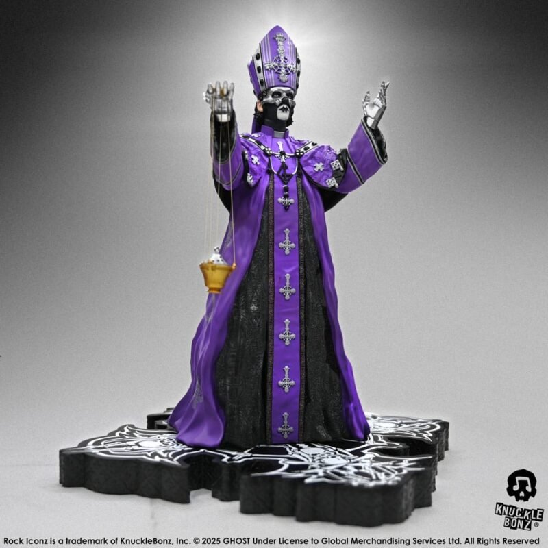 Estatua Rock Iconz de Papa V Perpetua Purple Robes en Ghost por Knucklebonz