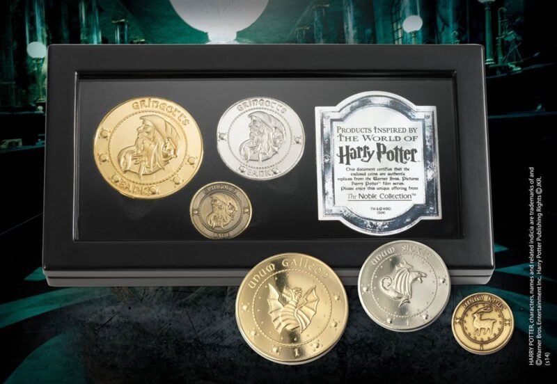 Réplica del set de monedas de Gringotts en Harry Potter por Noble Collection