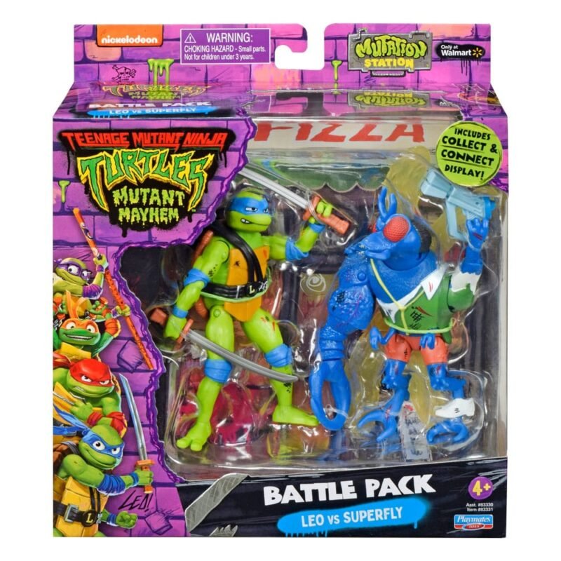 Pack de 2 Figuras de Leonardo vs. Super Fly en Las Tortugas Ninja por Playmates