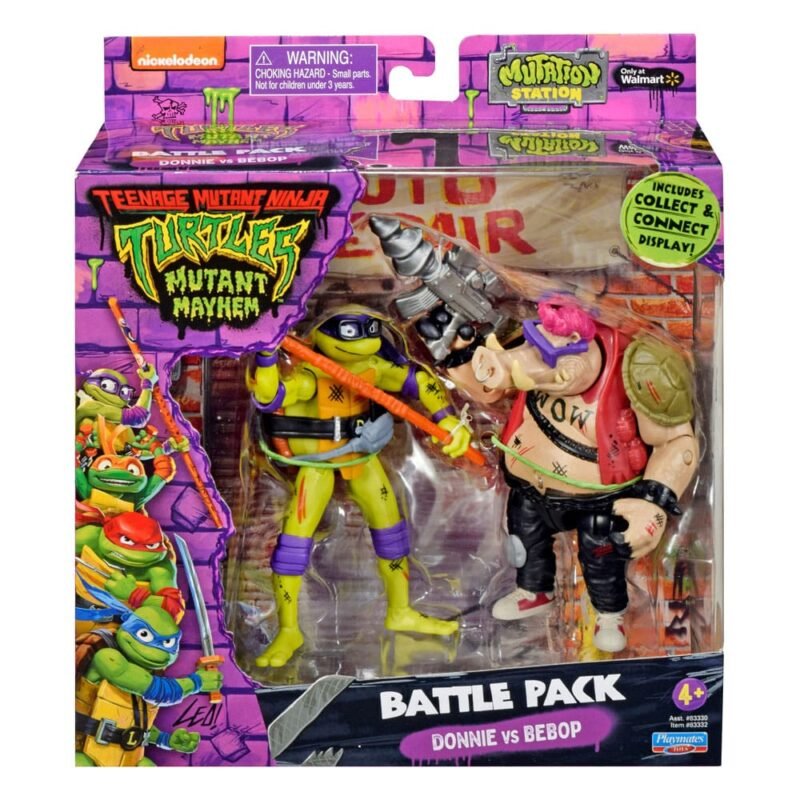 Pack de 2 Figuras de Donatello vs. Bebop en Las Tortugas Ninja por Playmates