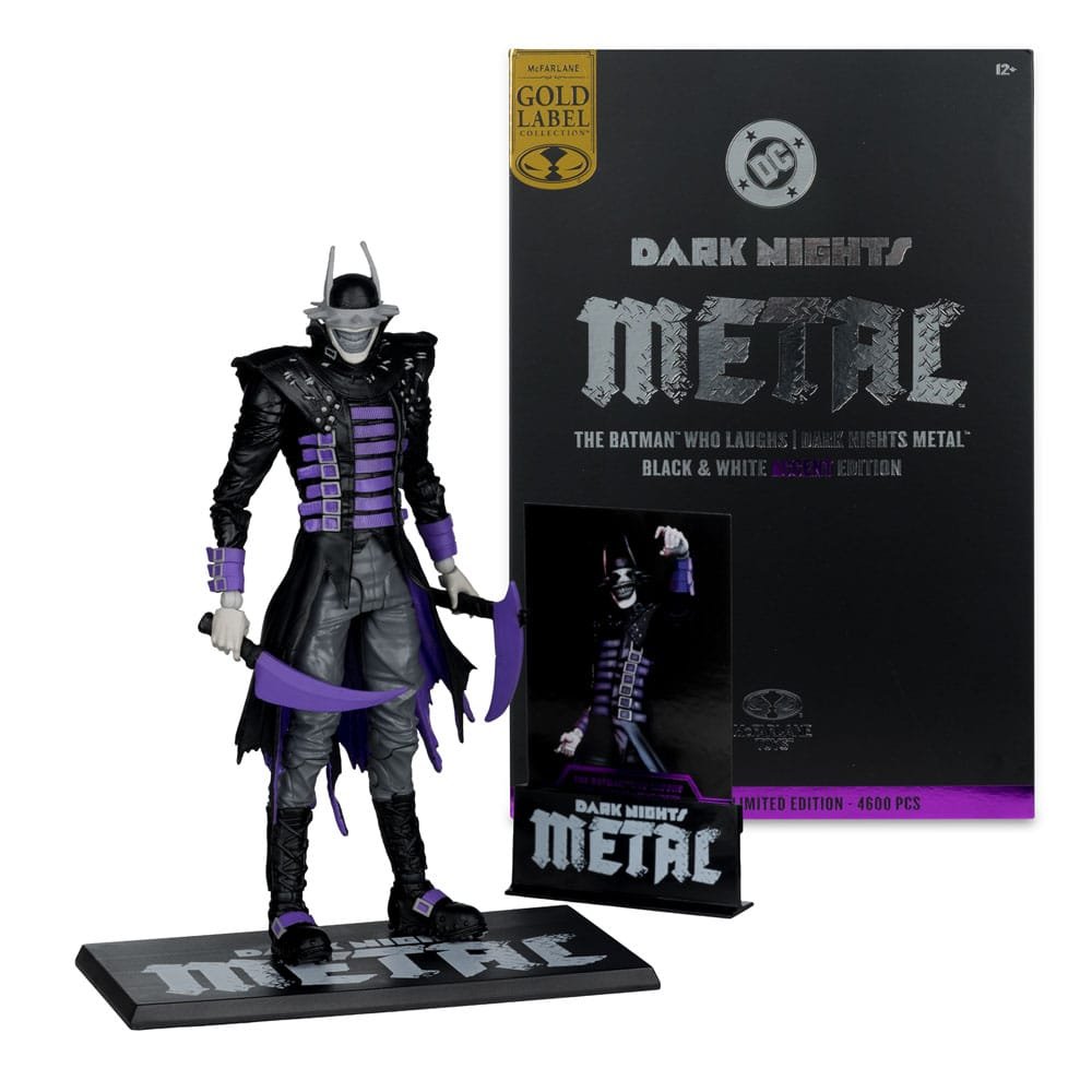 Figura DC Multiverse Gold Label de Batman Que Ríe (B&N con acentos) en DC Comics por McFarlane Toys - Imagen 5