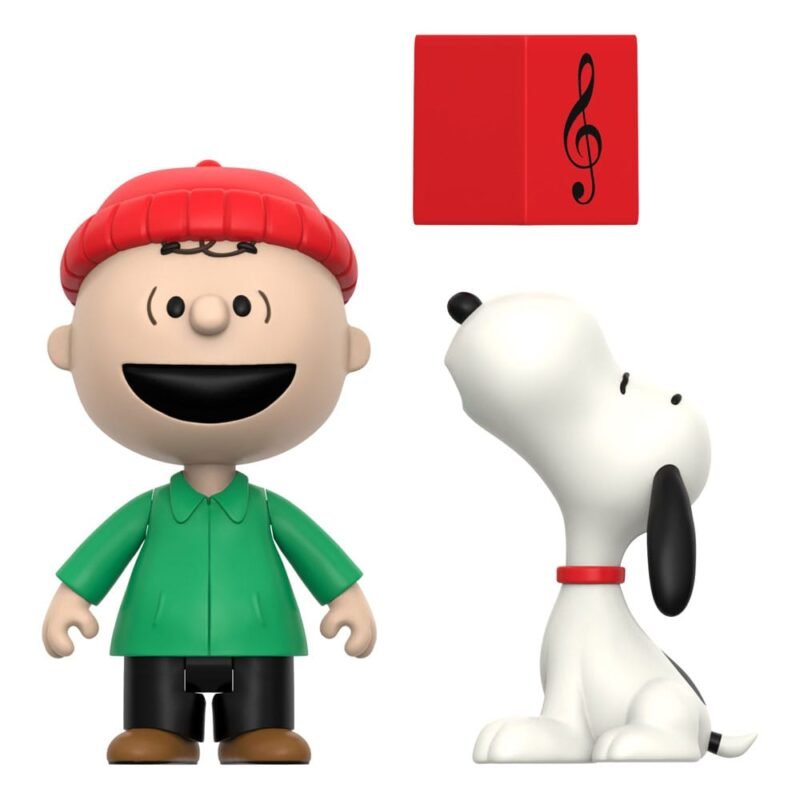 Pack de 2 Figuras ReAction de Charlie Brown y Snoopy (Caroling) en Peanuts por Super7