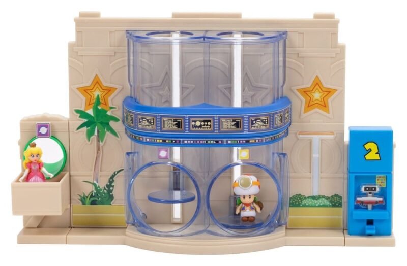 Diorama Gateway Galaxy con figuras de Peach y Captain Toad en Super Mario Galaxy: La película por Jakks Pacific